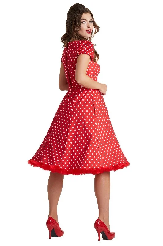 Claudia Flirty Fifties Style Dress in Red