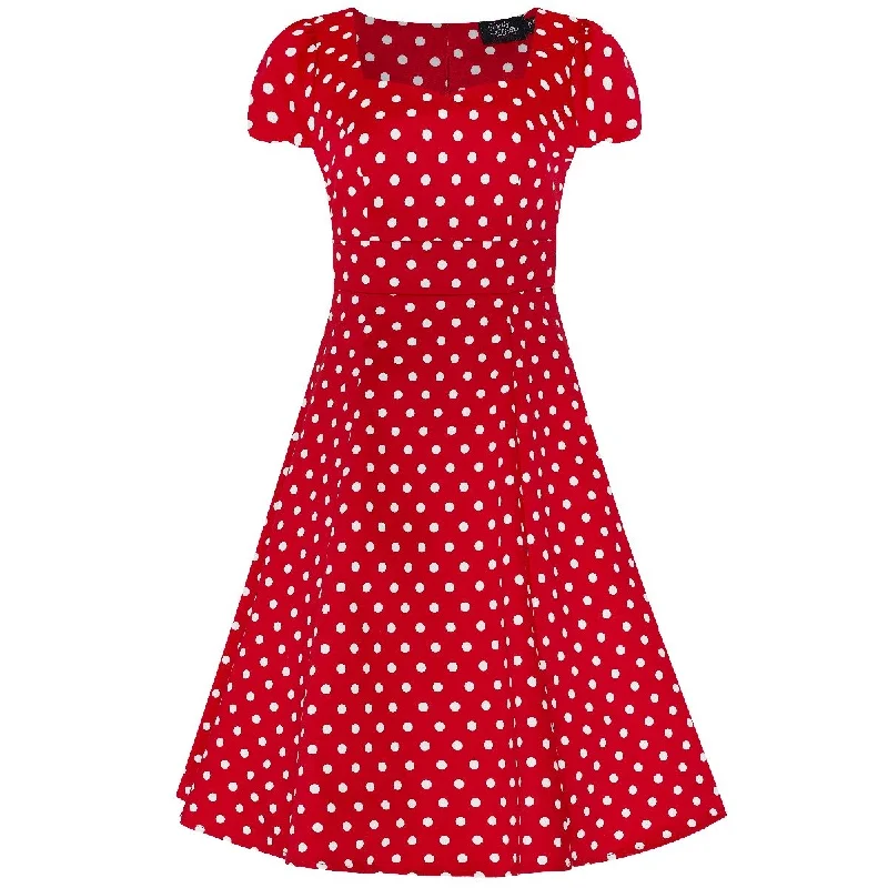 Claudia Flirty Fifties Style Dress in Red