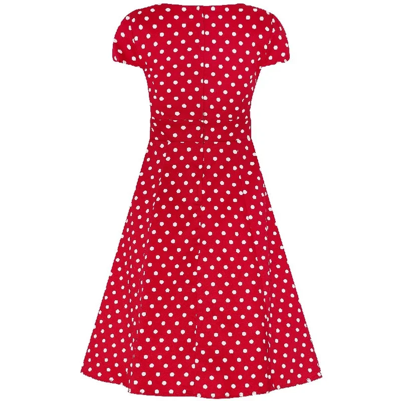 Claudia Flirty Fifties Style Dress in Red