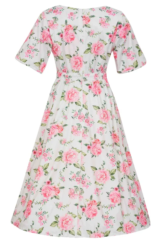 Janice Summer Pink Rose Tea Dress