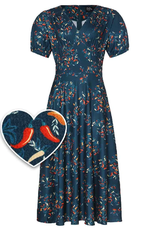 Julia Navy Blue Chili Midi Dress