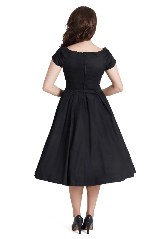 Lily Off Shoulder Black Swing Dress