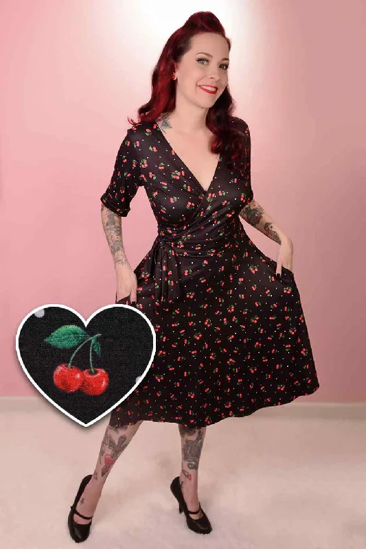 Matilda Black Cherry Wrap Dress