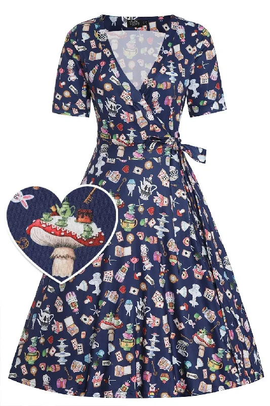 Matilda Navy Blue Wonderland Wrap Dress