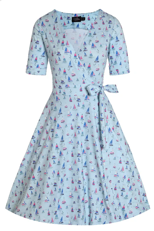 Matilda Sailboat Blue Wrap Dress