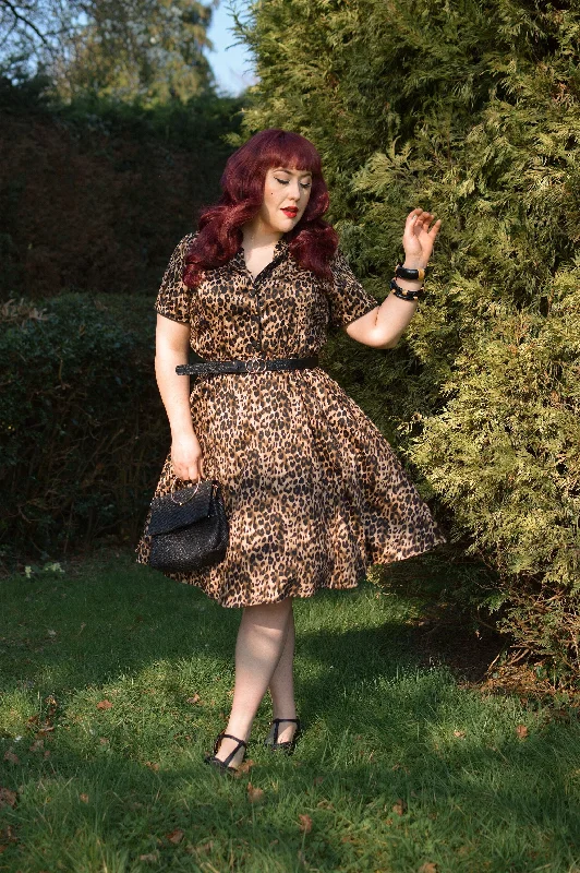 Penelope Rockabilly Leopard Print Shirt Dress