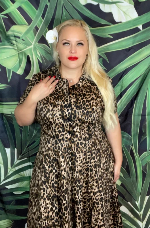 Penelope Rockabilly Leopard Print Shirt Dress