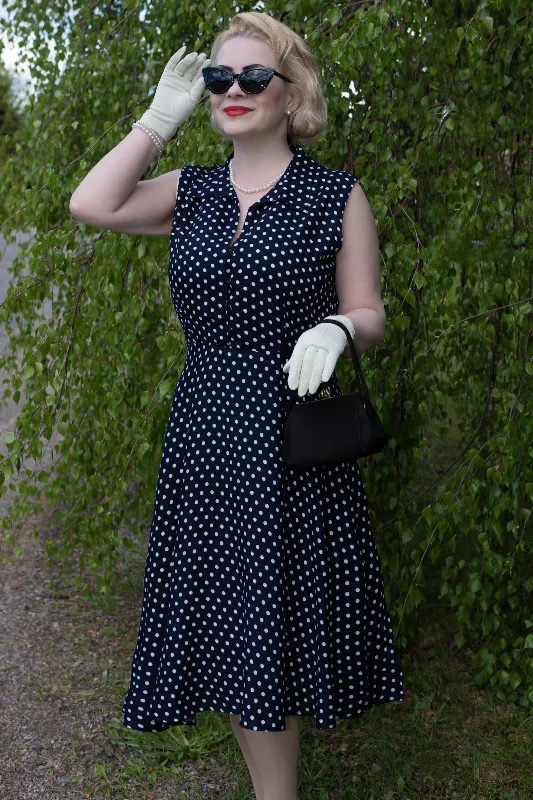 Poppy Blue Polka Dot Shirt Dress