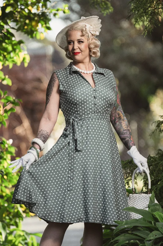 Poppy Green Polka Dot Shirt Dress