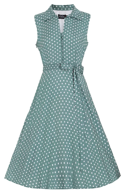 Poppy Green Polka Dot Shirt Dress