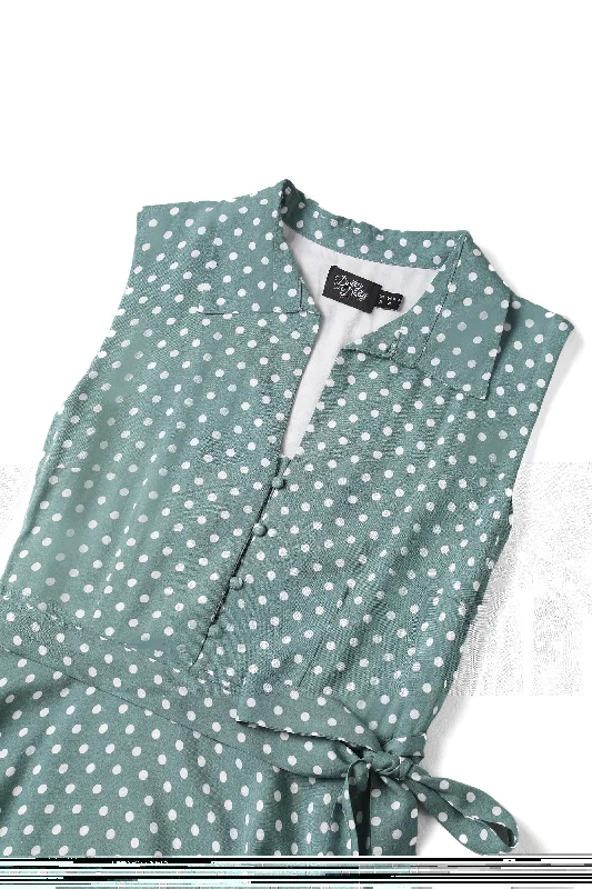 Poppy Green Polka Dot Shirt Dress