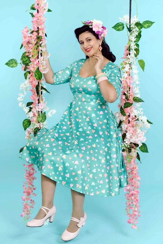 Scarlette Green Heart Print Midi Dress