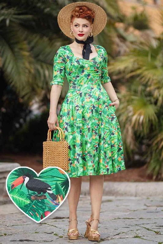 Scarlette Green Tropical Toucan Dress