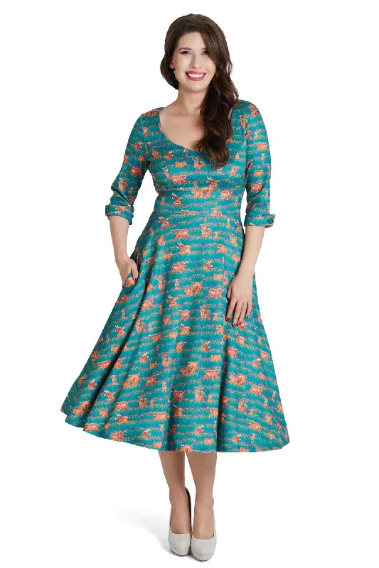 Scarlette Highland Cow Midi Dress