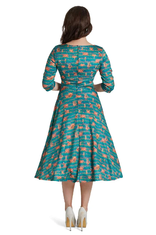 Scarlette Highland Cow Midi Dress