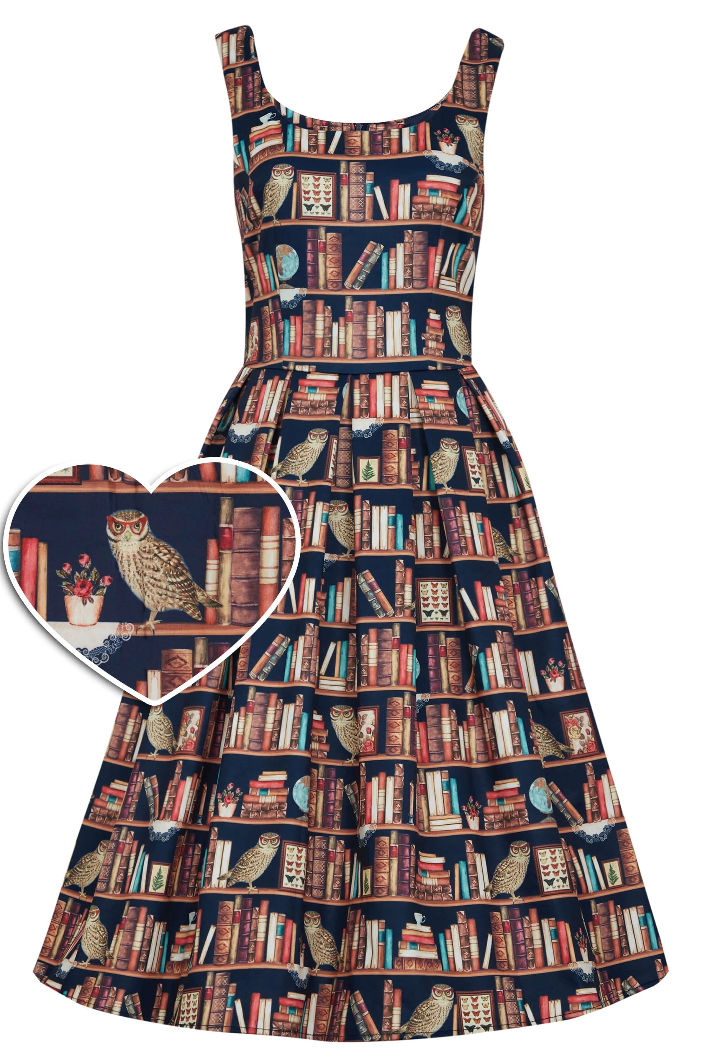 Amanda Library Book & Owl Print Swing Dress