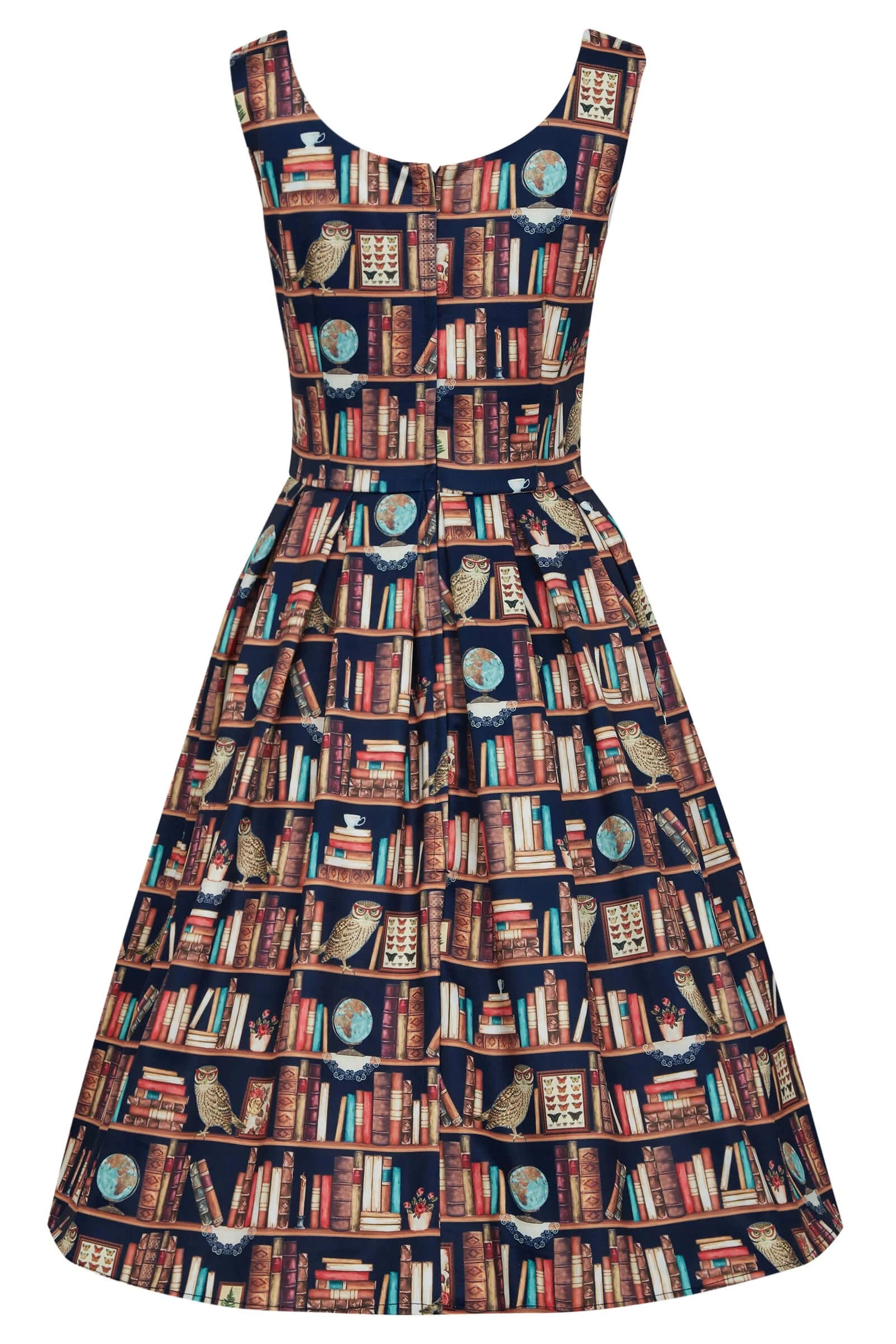 Amanda Library Book & Owl Print Swing Dress