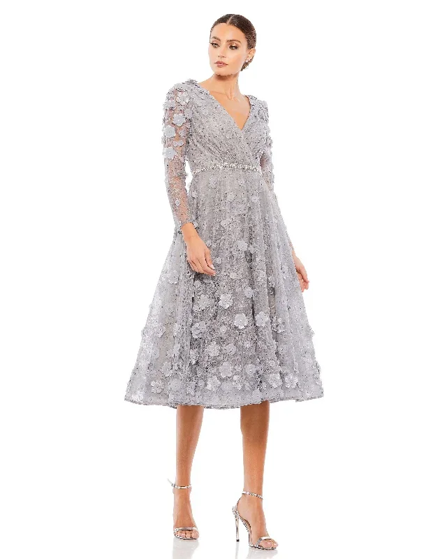 Floral Embellished Lace A-Line Cocktail Dress