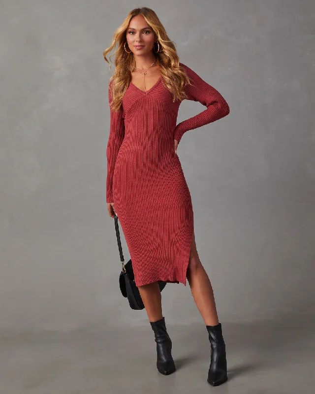 fireside-romance-ribbed-v-neck-sweater-dress