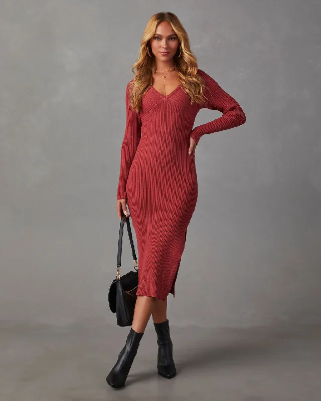 fireside-romance-ribbed-v-neck-sweater-dress