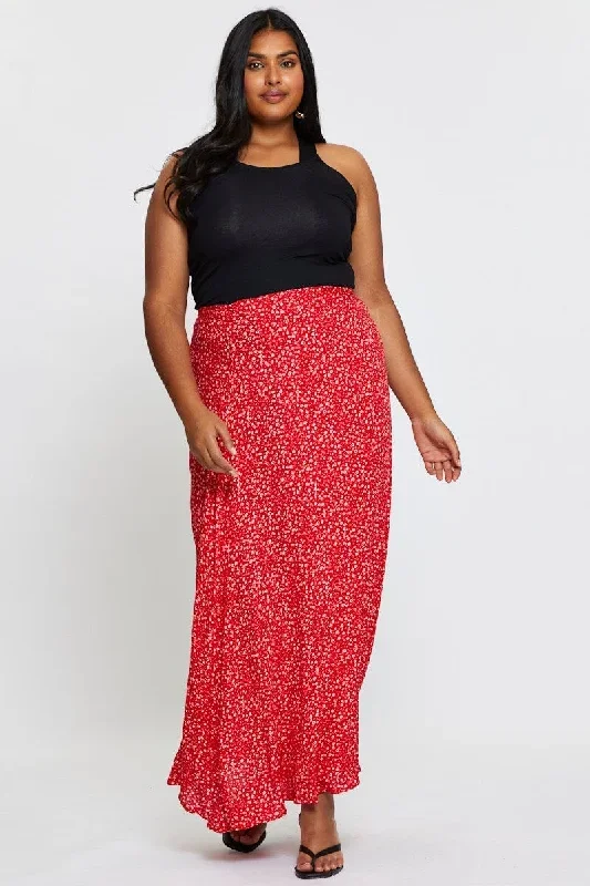 Floral Print Maxi Wrap Skirt Tie