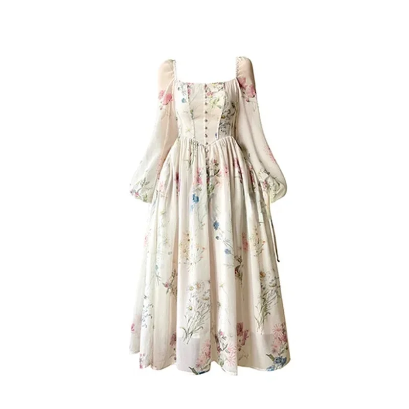 french-elegant-floral-midi-dress-chiffon-long-sleeve-evening-party-dress-woman-beach-fairy-one-piece-dress-korean-2023-summer