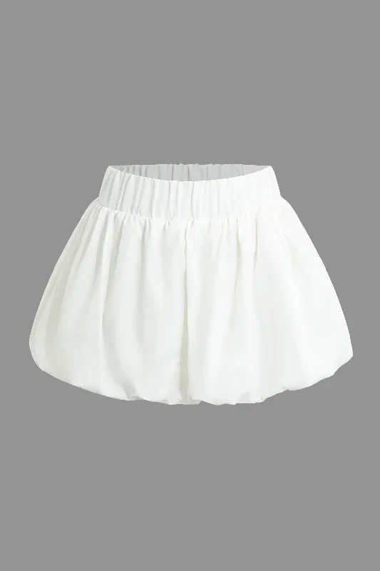 Solid Puff Mini Skirt