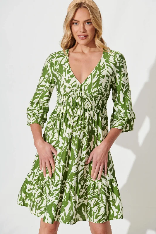 monica-dress-in-olive-with-cream-leaf-cotton-blend