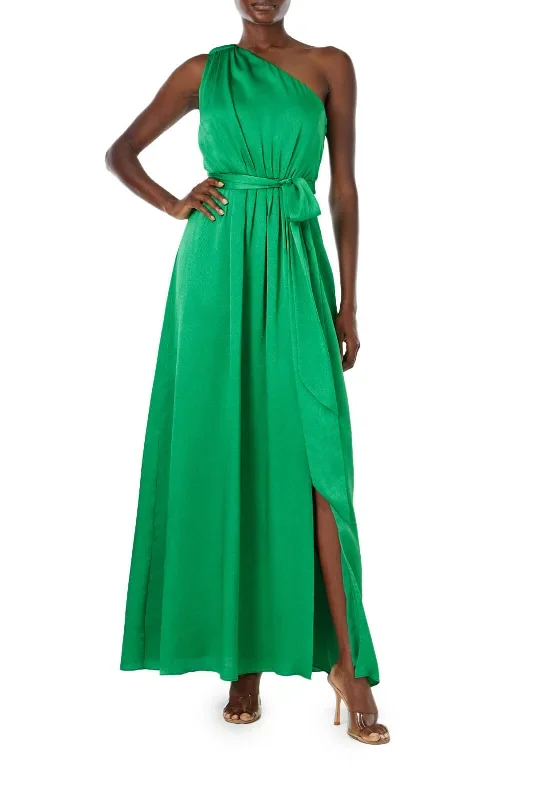 One Shoulder Satin Gown