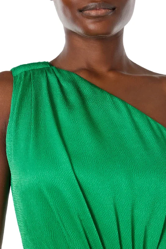 one-shoulder-green-satin-gown