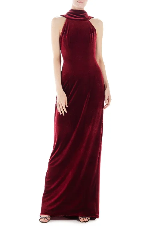 High Neck Velour Gown