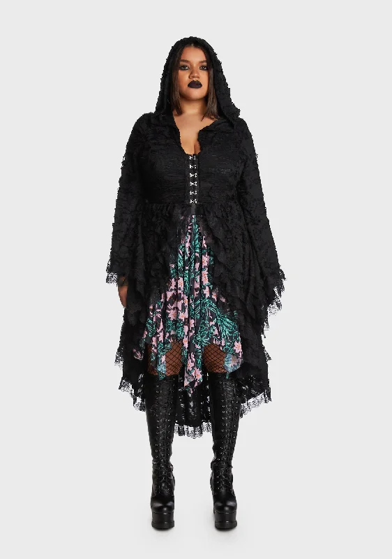 Plus Mess Of Me Distressed Duster - Black