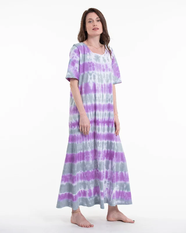 Tie Dye Loose Midi Dress in Purple