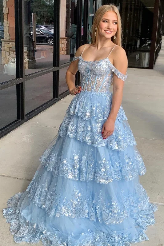 tulle-sequin-cold-shoulder-ruffle-tiered-long-prom-dress