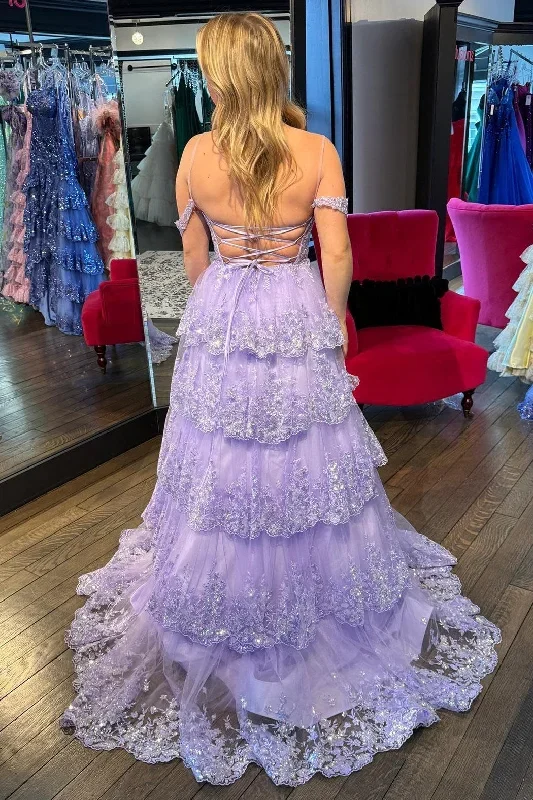 tulle-sequin-cold-shoulder-ruffle-tiered-long-prom-dress